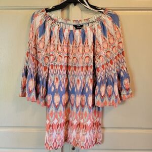 Ali Miles Colorful Geometric Print Flowy Blouse